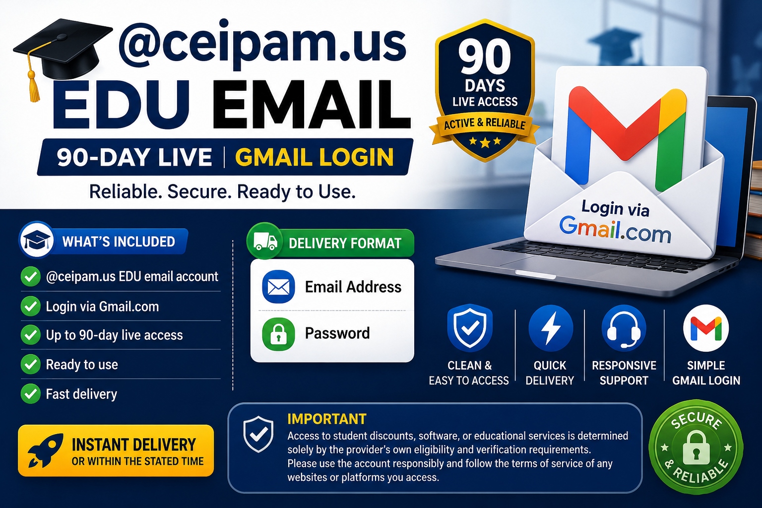 @ceipam.us Educational Email | 90 Days Live | Ready to Use